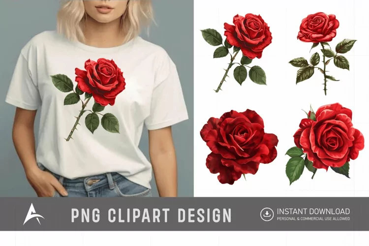 Watercolor Red Rose Clipart