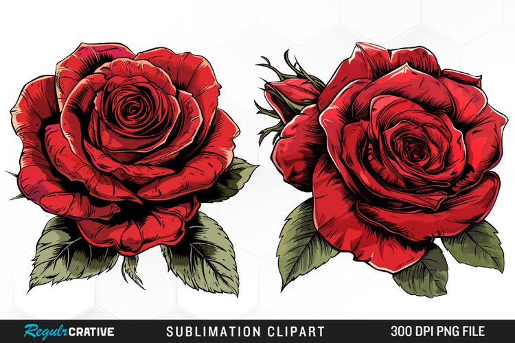 Watercolor Red Roses Exquisite Clipart