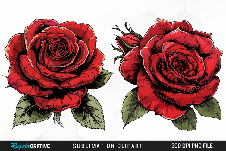 Watercolor Red Roses Exquisite Clipart