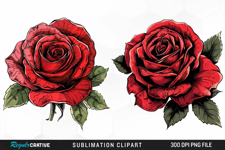 Watercolor Red Roses Exquisite Clipart