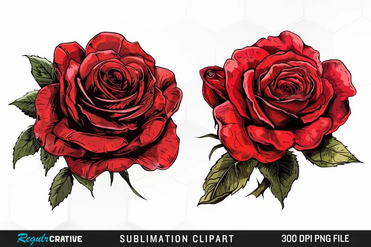 Watercolor Red Roses Exquisite Clipart