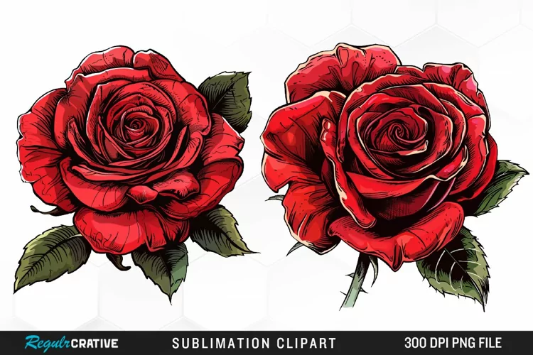 Watercolor Red Roses Exquisite Clipart