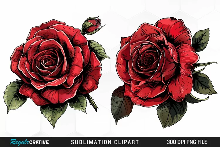 Watercolor Red Roses Artwork Clipart