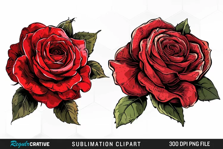 Watercolor Red Roses Exquisite Clipart