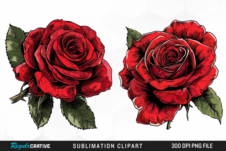 Watercolor Red Roses Artwork Clipart