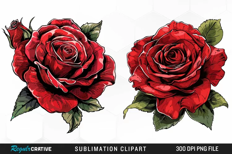 Watercolor Red Roses Artwork Clipart