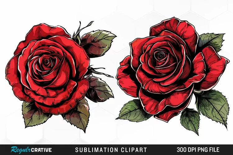 Watercolor Red Roses Exquisite Clipart