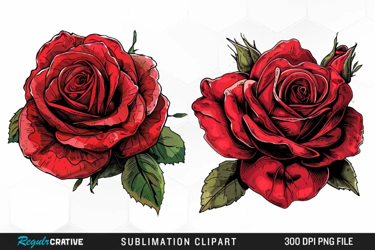 Watercolor Red Roses Exquisite Clipart