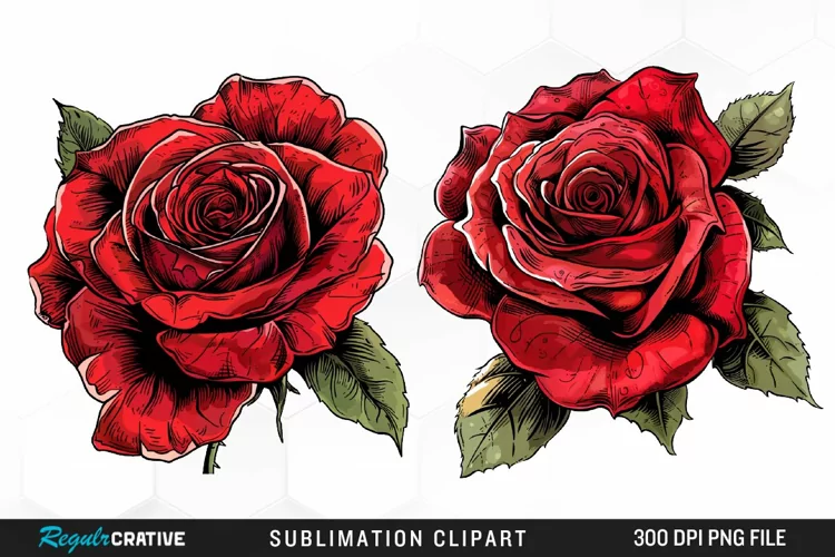 Watercolor Red Roses Exquisite Clipart