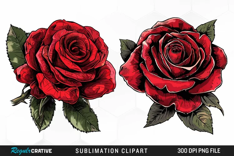 Watercolor Red Roses Artwork Clipart