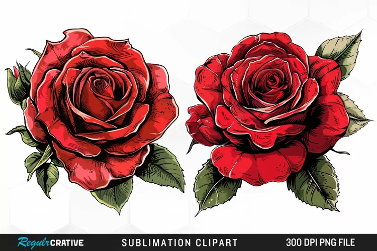 Watercolor Red Roses Artwork Clipart
