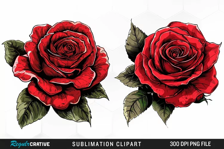 Watercolor Red Roses Exquisite Clipart