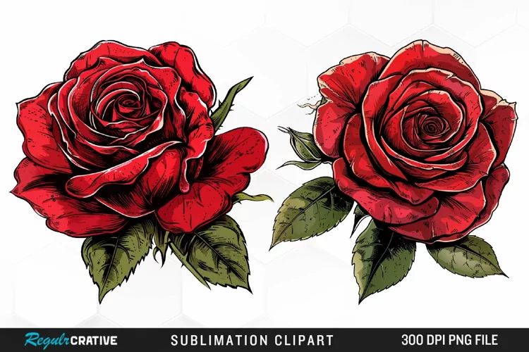 Watercolor Red Roses Exquisite Clipart