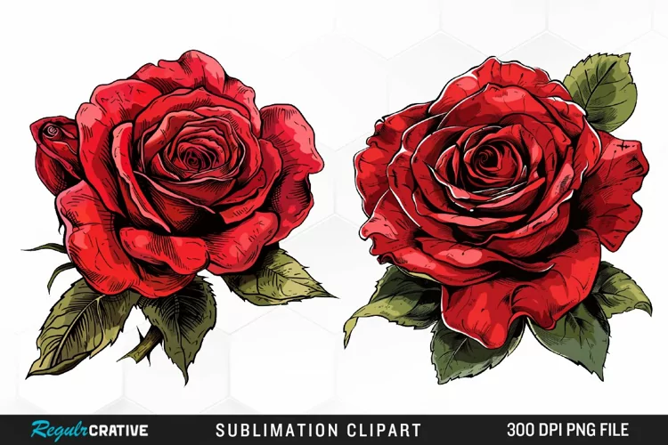 Watercolor Red Roses Exquisite Clipart