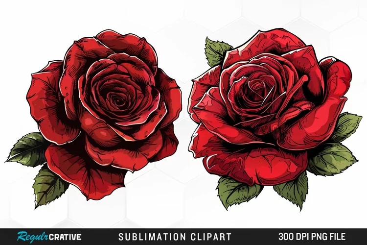Watercolor Red Roses Exquisite Clipart