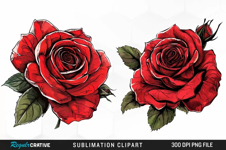 Watercolor Red Roses Artwork Clipart