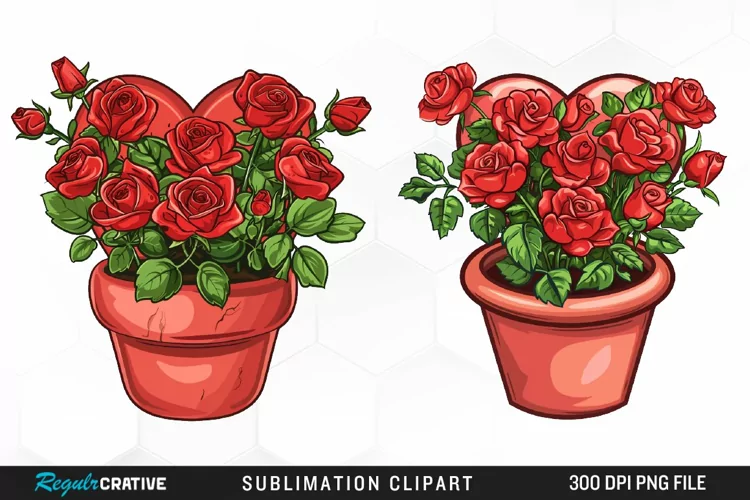 Red Roses In Pot Exquisite Clipart