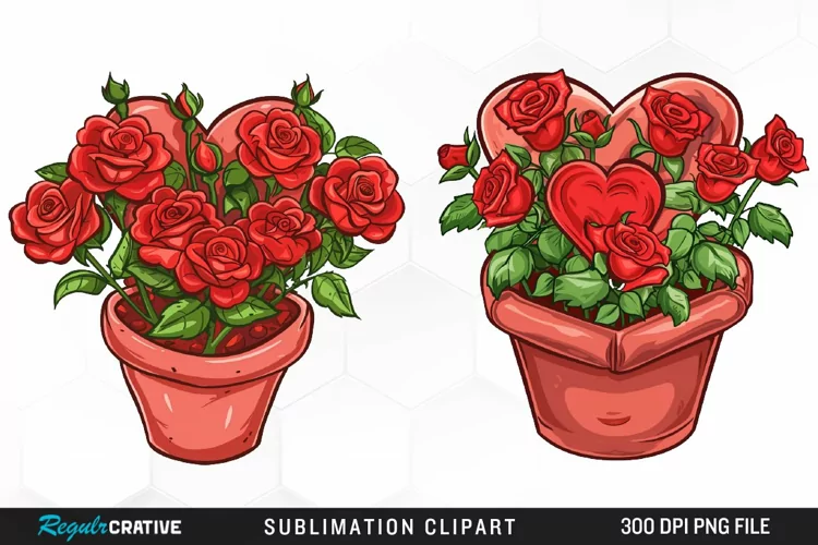 Red Roses In Pot Exquisite Clipart