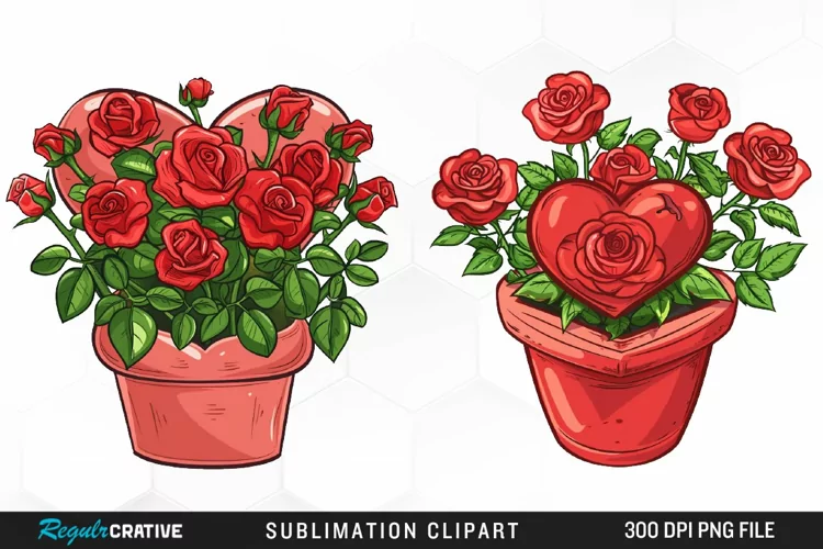 Red Roses In Pot Exquisite Clipart