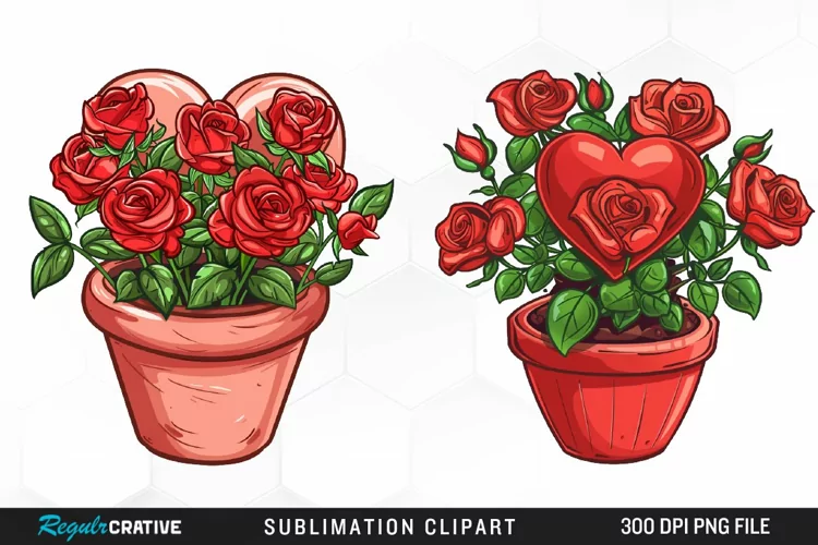 Red Roses In Pot Exquisite Clipart