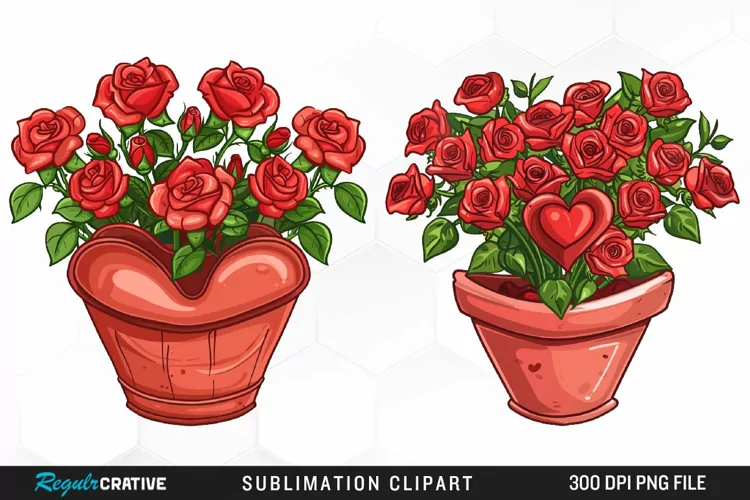 Red Roses In Pot Exquisite Clipart