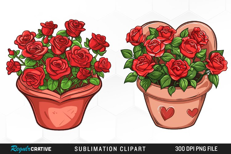 Red Roses In Pot Artwork Clipart example image 1