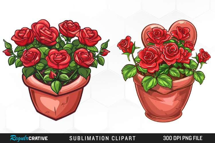 Red Roses In Pot Exquisite Clipart example image 1