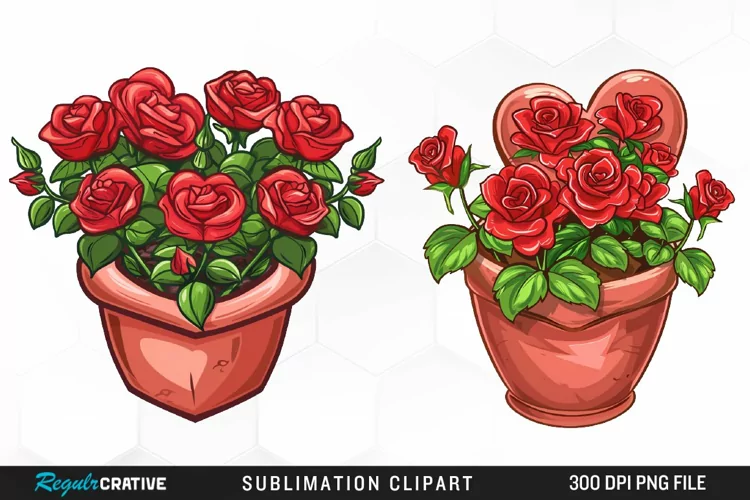 Red Roses In Pot Exquisite Clipart