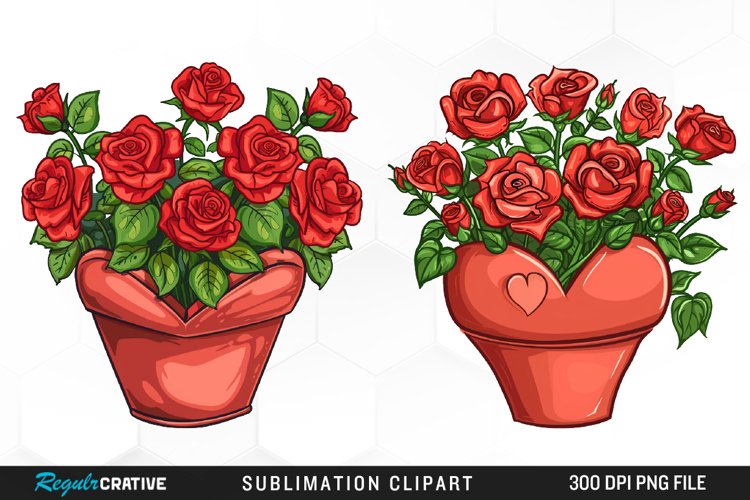 Red Roses In Pot Artwork Clipart example image 1