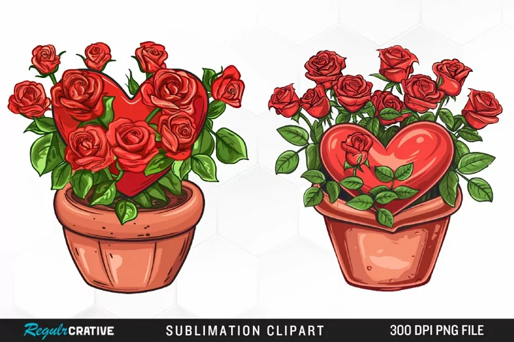 Red Roses In Pot Exquisite Clipart