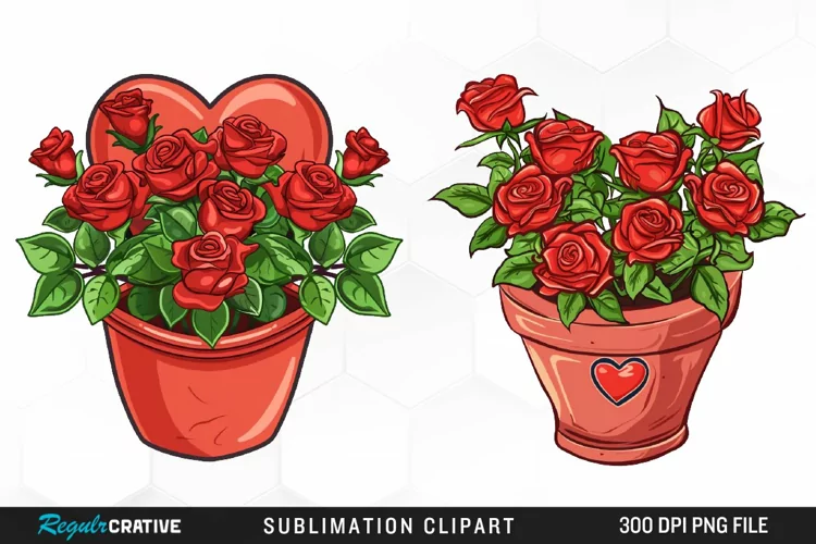 Red Roses In Pot Exquisite Clipart