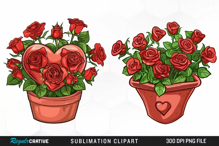 Red Roses In Pot Exquisite Clipart