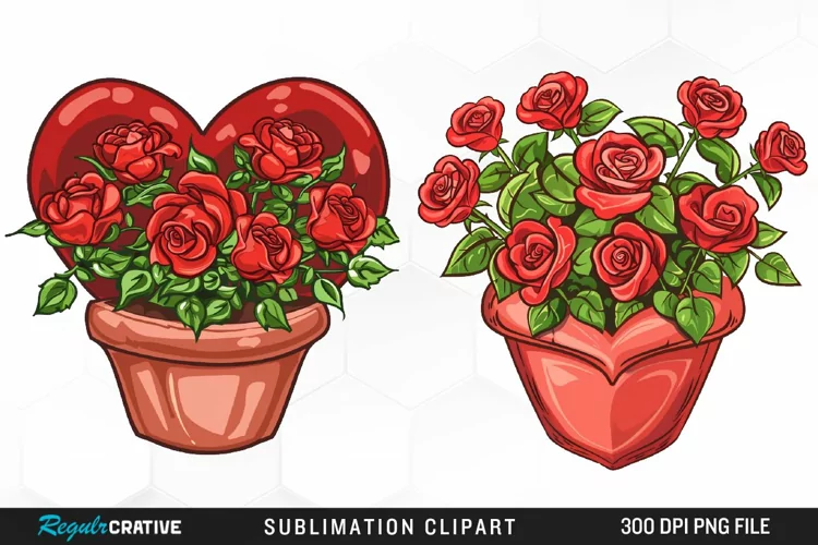 Red Roses In Pot Artwork Clipart