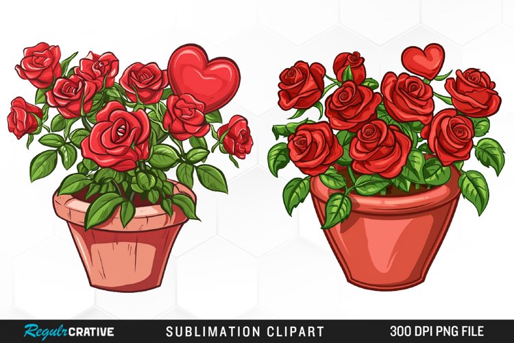 Red Roses In Pot Exquisite Clipart