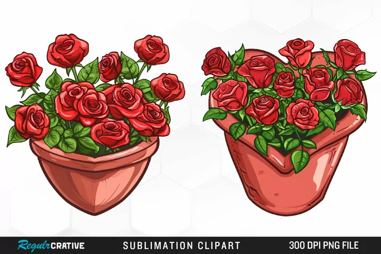 Red Roses In Pot Exquisite Clipart
