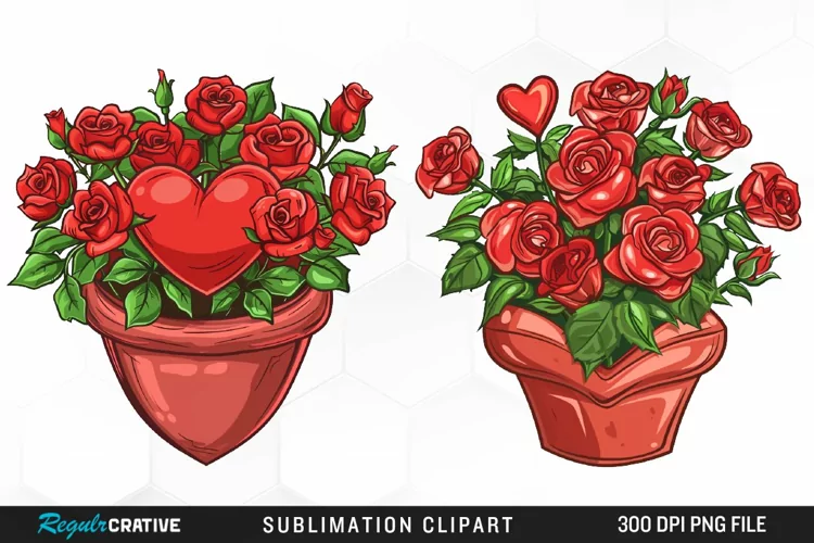 Red Roses In Pot Exquisite Clipart