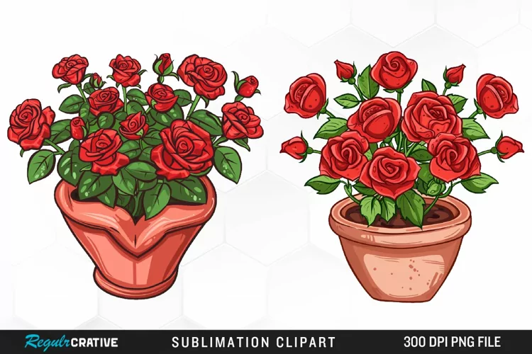 Red Roses In Pot Exquisite Clipart