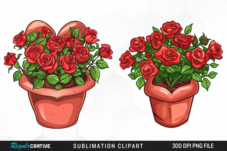 Red Roses In Pot Artwork Clipart