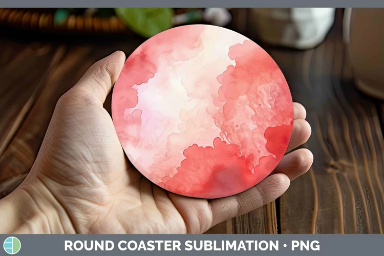 Watercolor Red Round Coaster Sublimation Coaster Designs