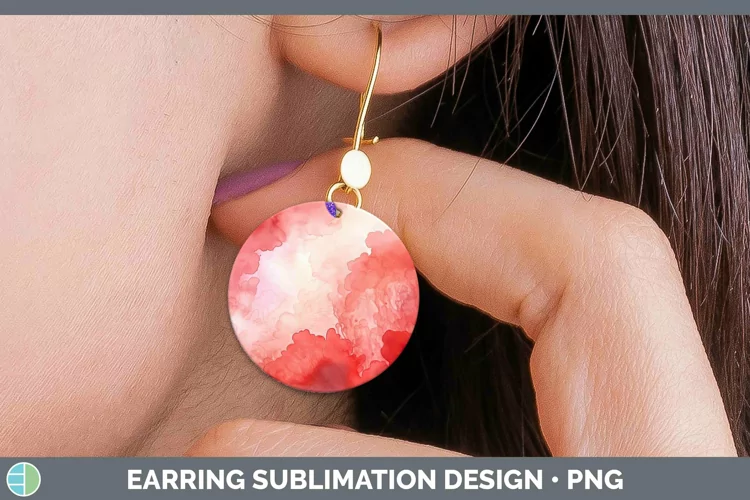 Watercolor Red Round Earrings Sublimation Earrings Designs