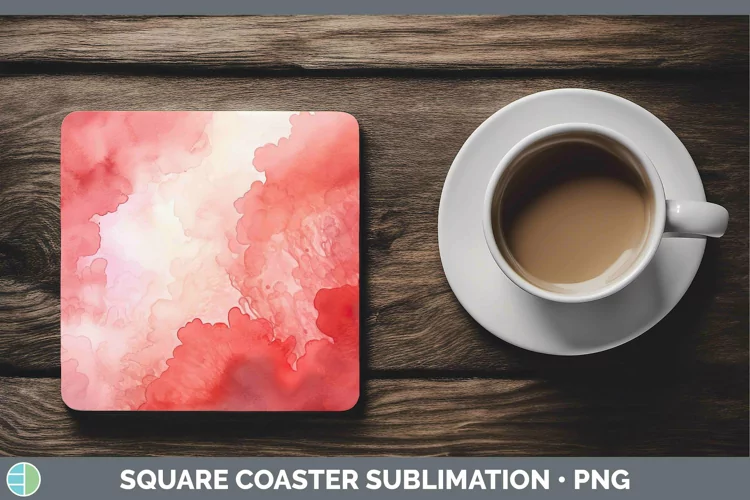Watercolor Red Square Coaster Sublimation Coaster Designs