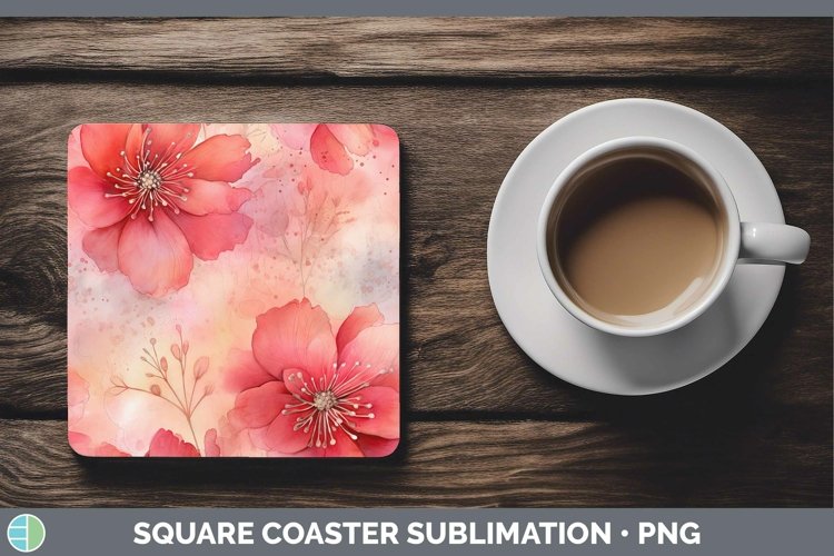 Watercolor Red Square Coaster Sublimation Coaster Designs