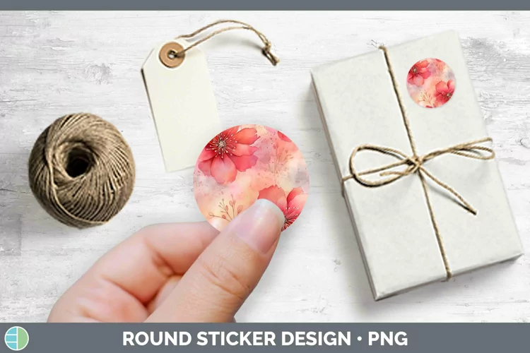 Watercolor Red Stickers | Round Labels Designs