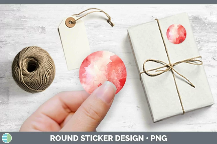 Watercolor Red Stickers | Round Labels Designs