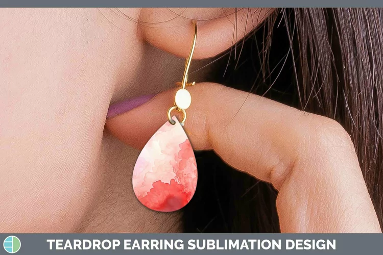 Watercolor Red Teardrop Earrings Sublimation Earrings Design