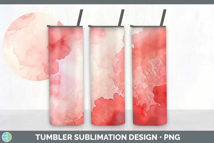 Watercolor Red Tumbler Sublimation 20 oz Skinny Tumbler Desi