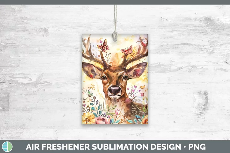 Watercolor Reindeer Air Freshener Sublimation Car Freshener