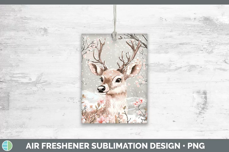 Watercolor Reindeer Air Freshener Sublimation Car Freshener