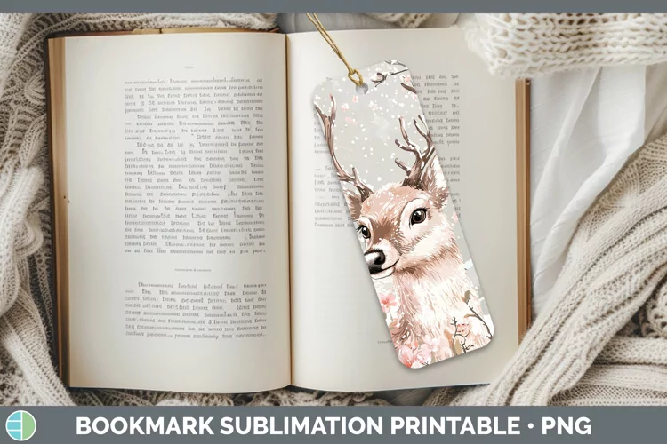 Watercolor Reindeer Bookmark Sublimation Printable Designs