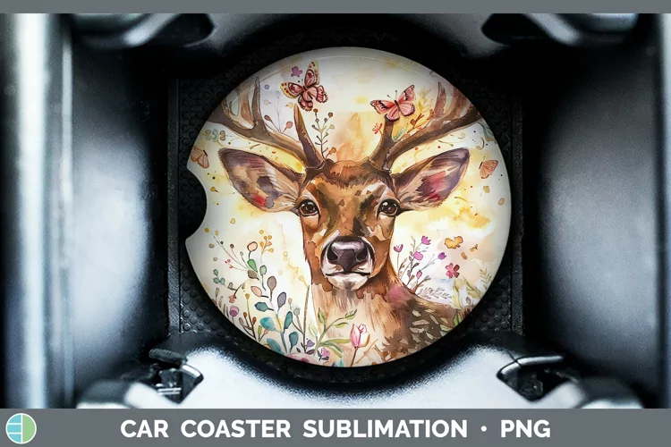 Watercolor Reindeer Car Coaster Sublimation Coaster Designs